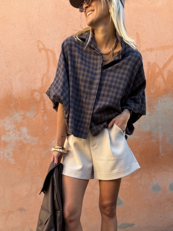 STEEVE chocolate/navy checked shirt