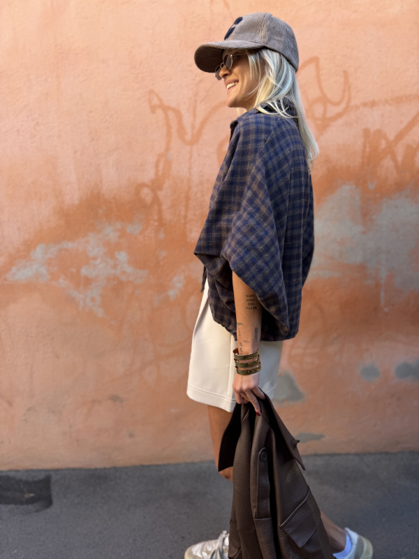 STEEVE chocolate/navy checked shirt