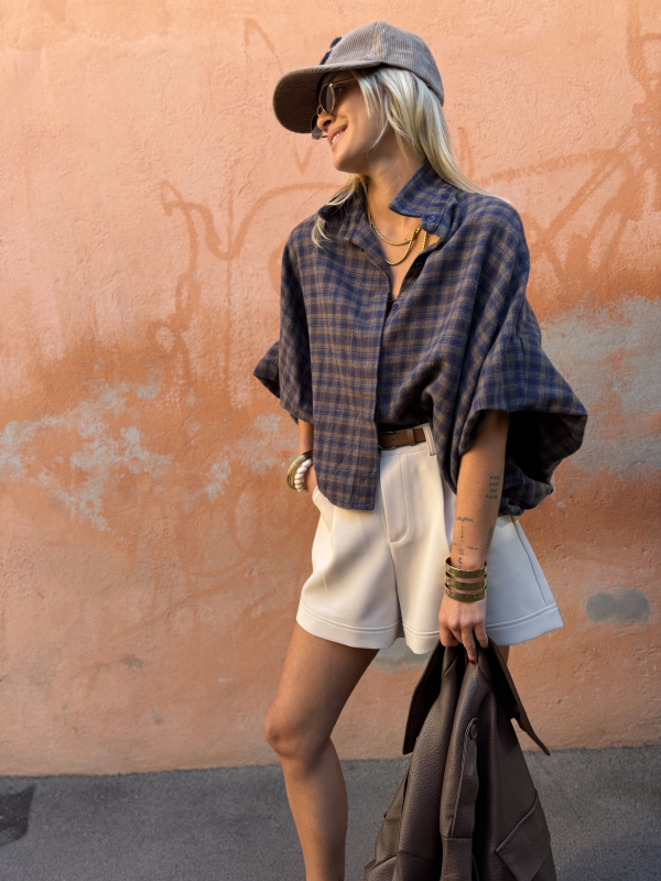 STEEVE chocolate/navy checked shirt