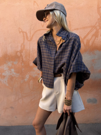 STEEVE chocolate/navy checked shirt