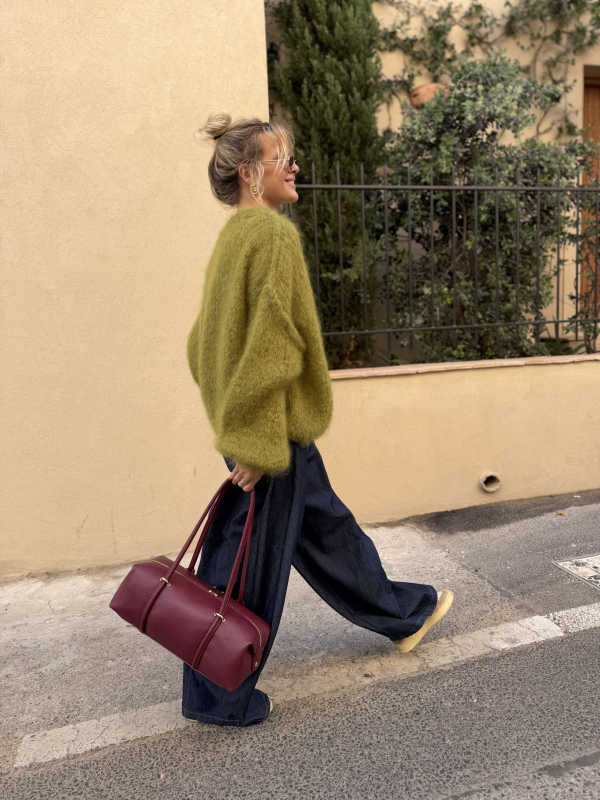 Pull OLSEN vert olive oversize