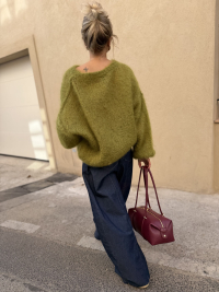Pull OLSEN vert olive oversize