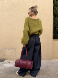 Pull OLSEN vert olive oversize