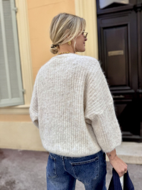 Flecked beige sequin sweater
