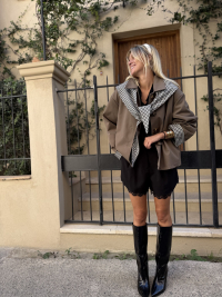 Trench taupe foulard vichy