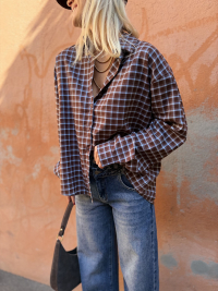 HARISSON chocolate/sky blue checked shirt