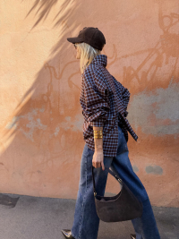 HARISSON chocolate/sky blue checked shirt