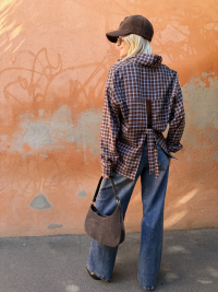 HARISSON chocolate/sky blue checked shirt