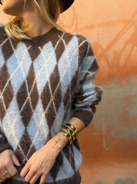 Pull losanges choco/bleu ciel
