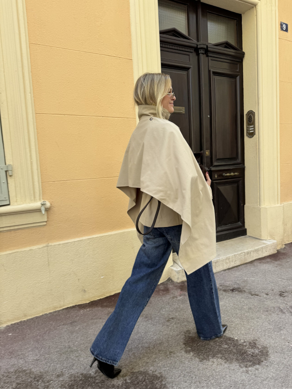 DENZEL high-neck trench coat with cape