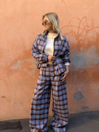 OXFORD sky blue checked pants