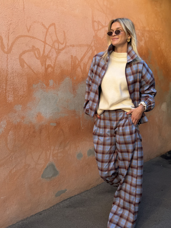 OXFORD sky blue checked pants