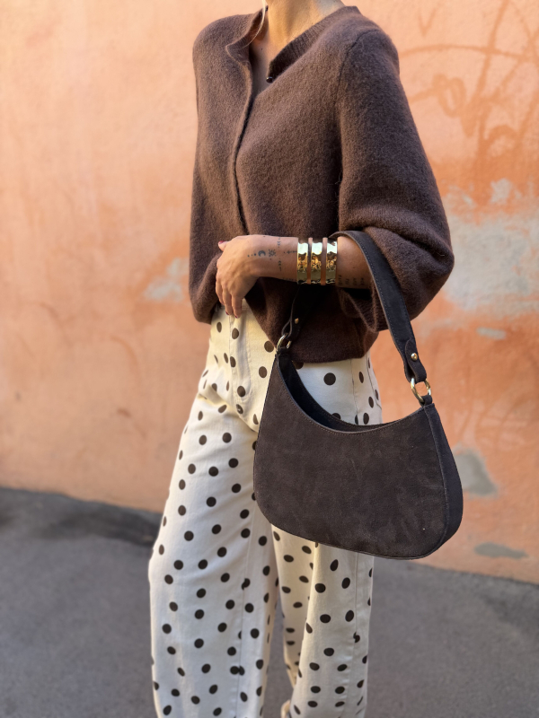 Chocolate suede bag