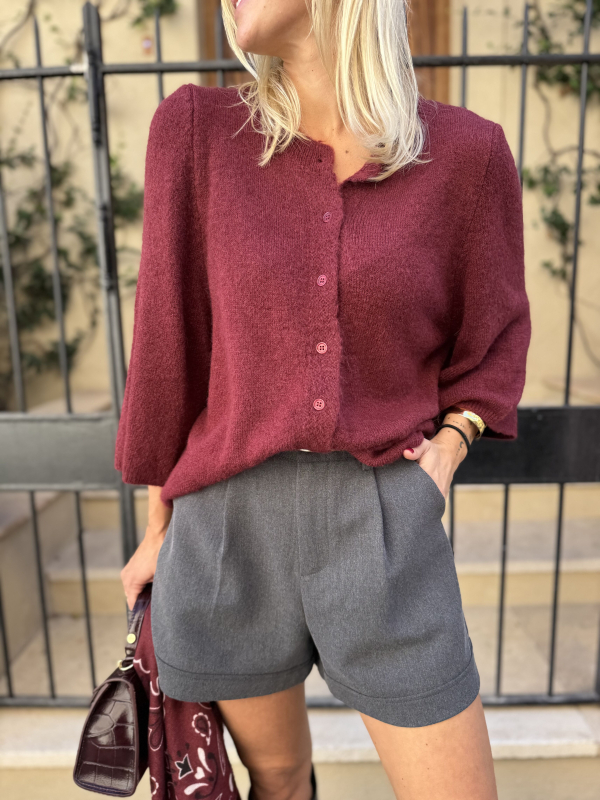 Gilet manches 3/4 bordeaux