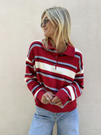 Pull LEWIS rayé rouge