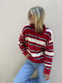 Pull LEWIS rayé rouge