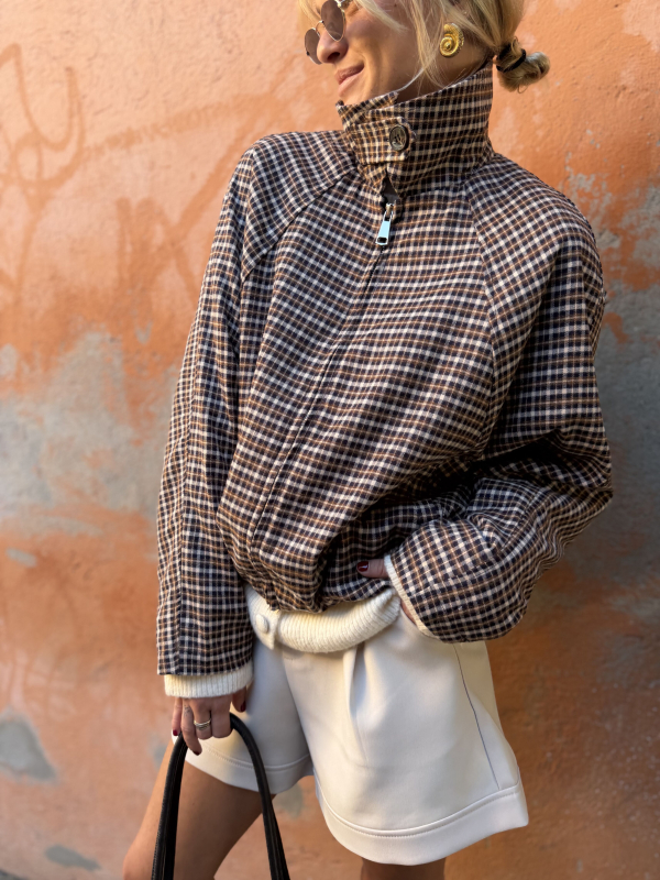 Navy/camel checked jacket