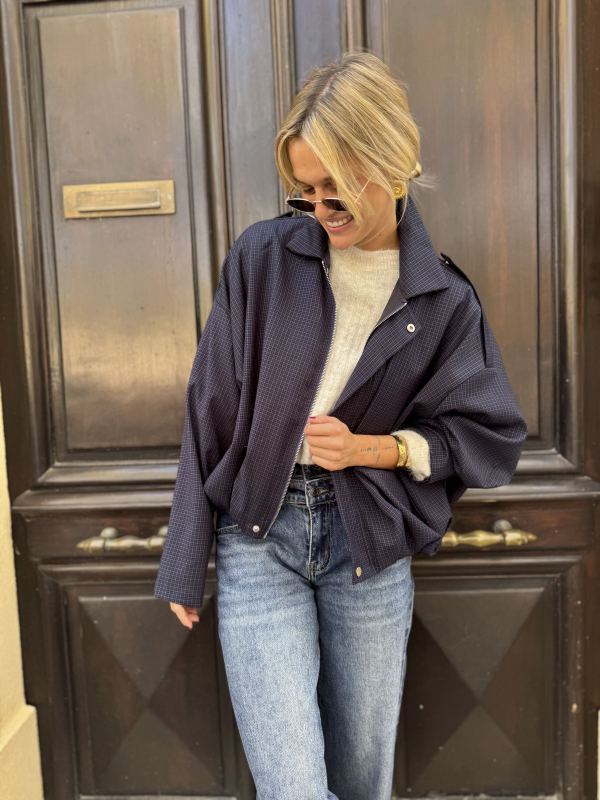 Veste à carreaux marine