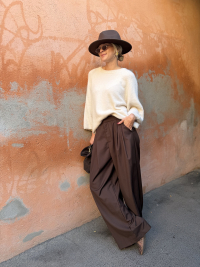 EDWARD chocolate pleated pants