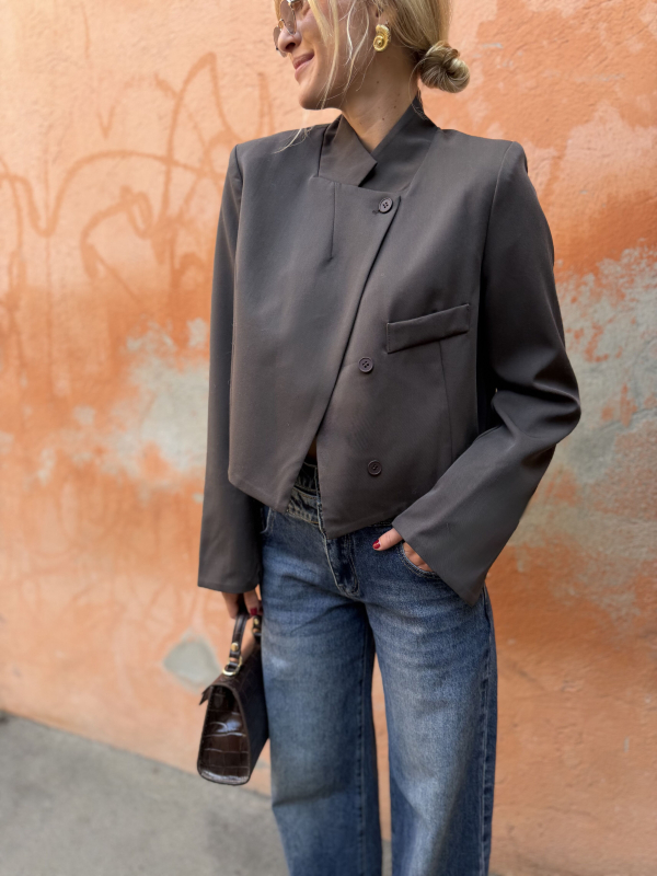 Blazer asymétrique chocolat