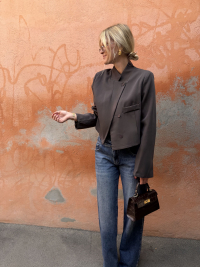 Asymmetrical chocolate blazer