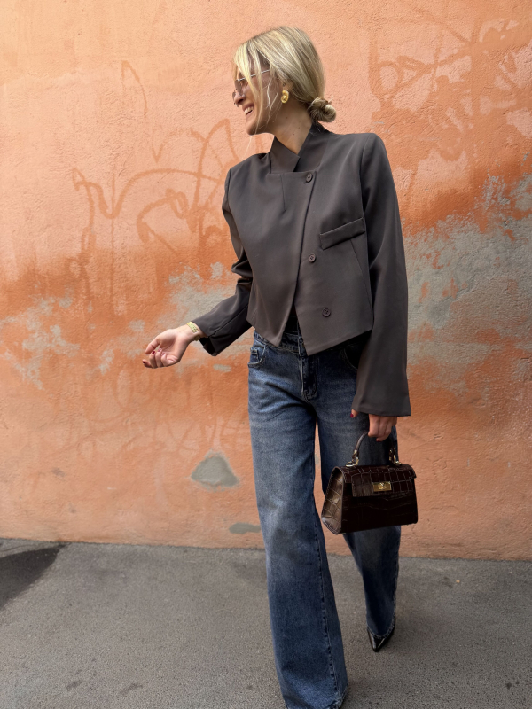 Blazer asymétrique chocolat