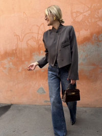 Asymmetrical chocolate blazer