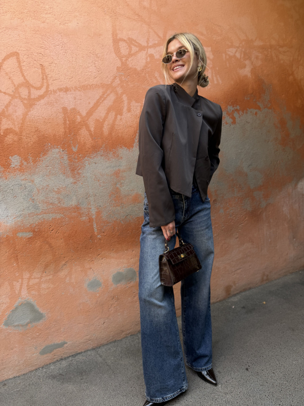 Asymmetrical chocolate blazer