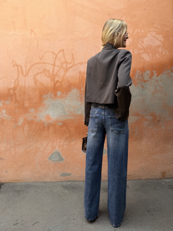 Asymmetrical chocolate blazer