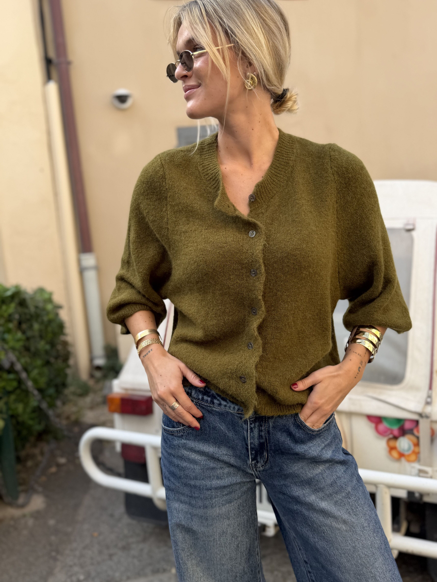 Gilet manches 3/4 vert olive