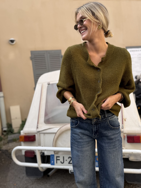 Gilet manches 3/4 vert olive