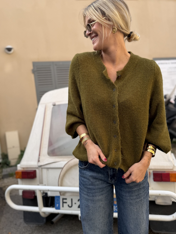 Gilet manches 3/4 vert olive