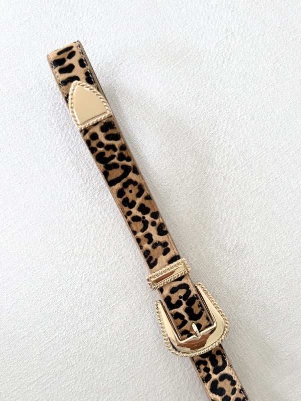 Leopard leather belt