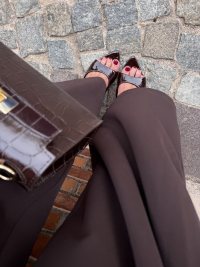 BEVERLY chocolate heeled mules