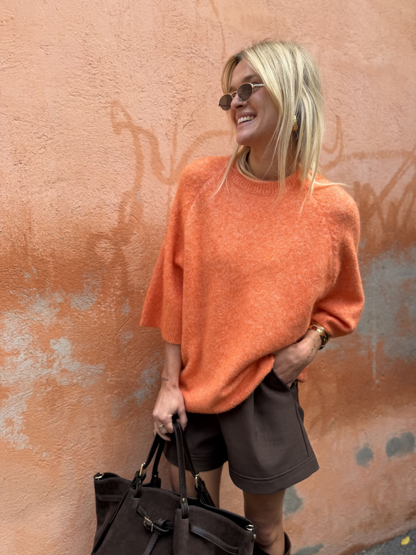 Pull orange manches 3/4