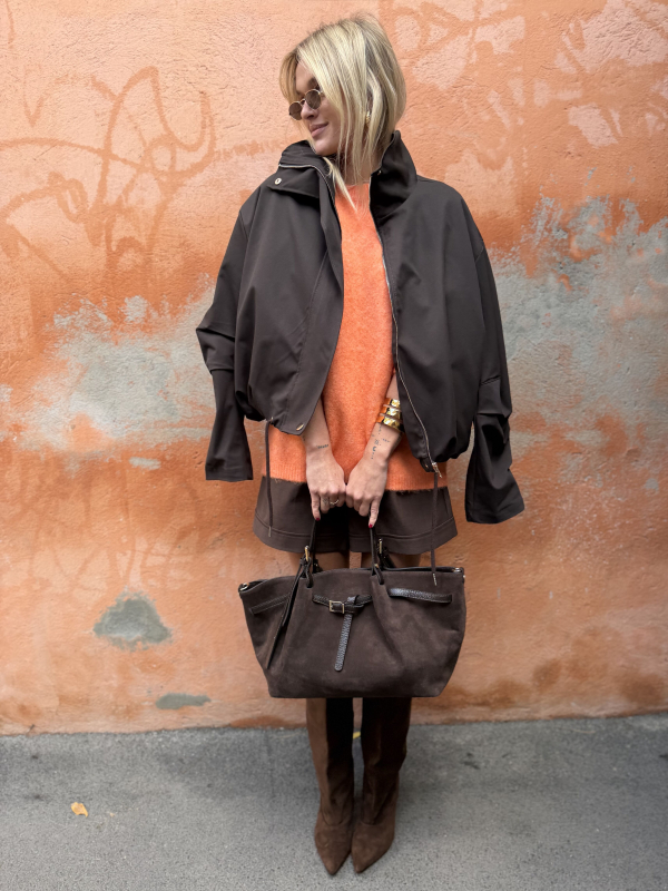 Pull orange manches 3/4