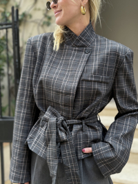 Veste LISIE grise à carreaux