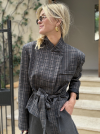 Veste LISIE grise à carreaux