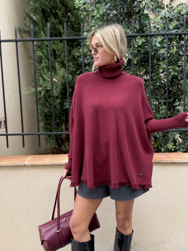 Burgundy GIANNI poncho sweater