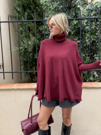 Burgundy GIANNI poncho sweater