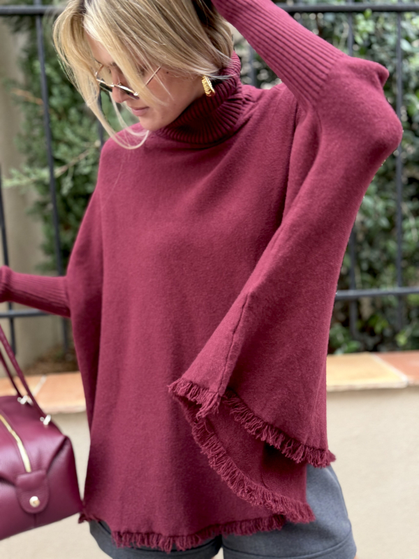 Burgundy GIANNI poncho sweater