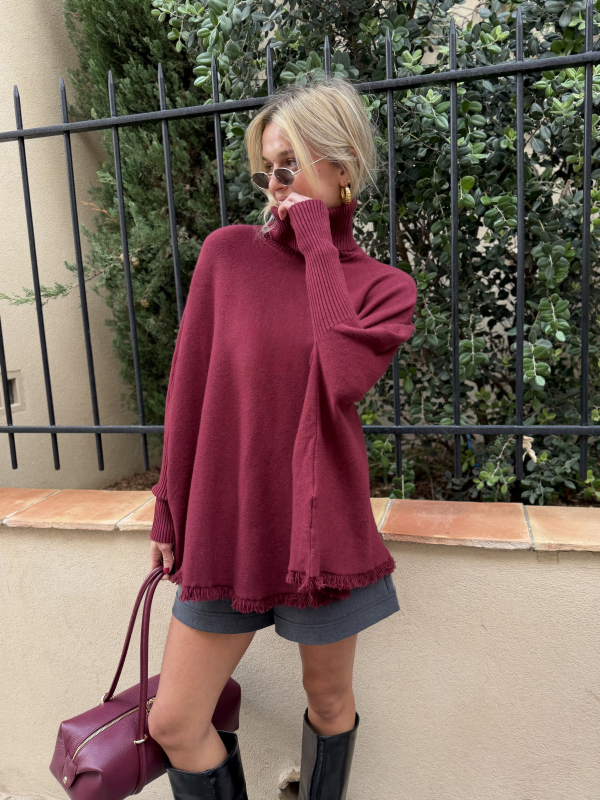 Burgundy GIANNI poncho sweater
