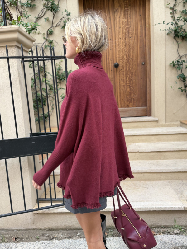 Burgundy GIANNI poncho sweater