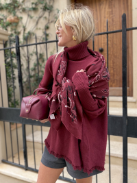 Burgundy GIANNI poncho sweater