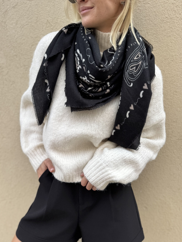 Écharpe noire/camel bandana