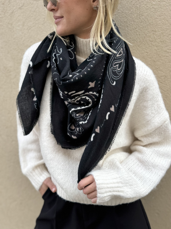 Écharpe noire/camel bandana