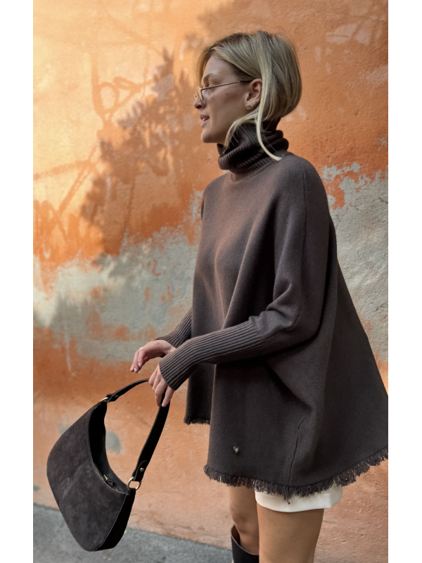 GIANNI chocolate poncho sweater