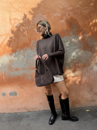 GIANNI chocolate poncho sweater