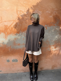 GIANNI chocolate poncho sweater
