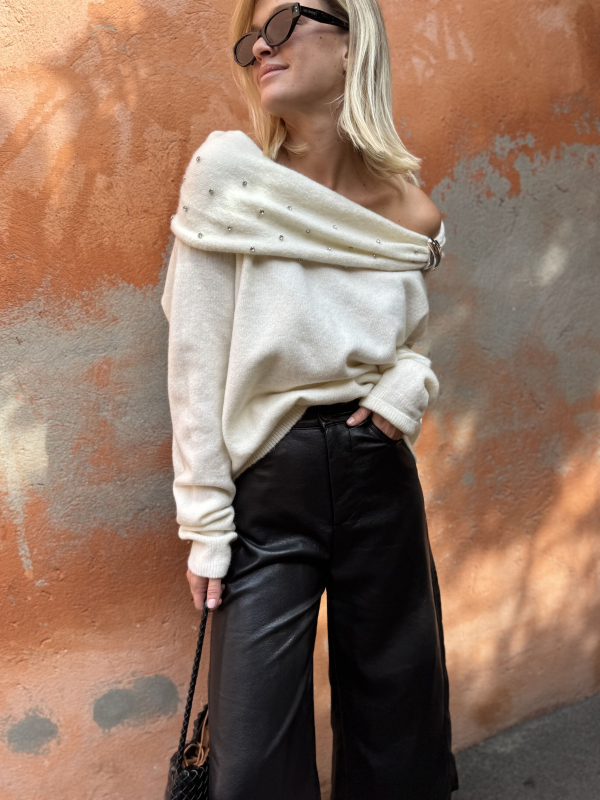 Pull strass HARPER écru